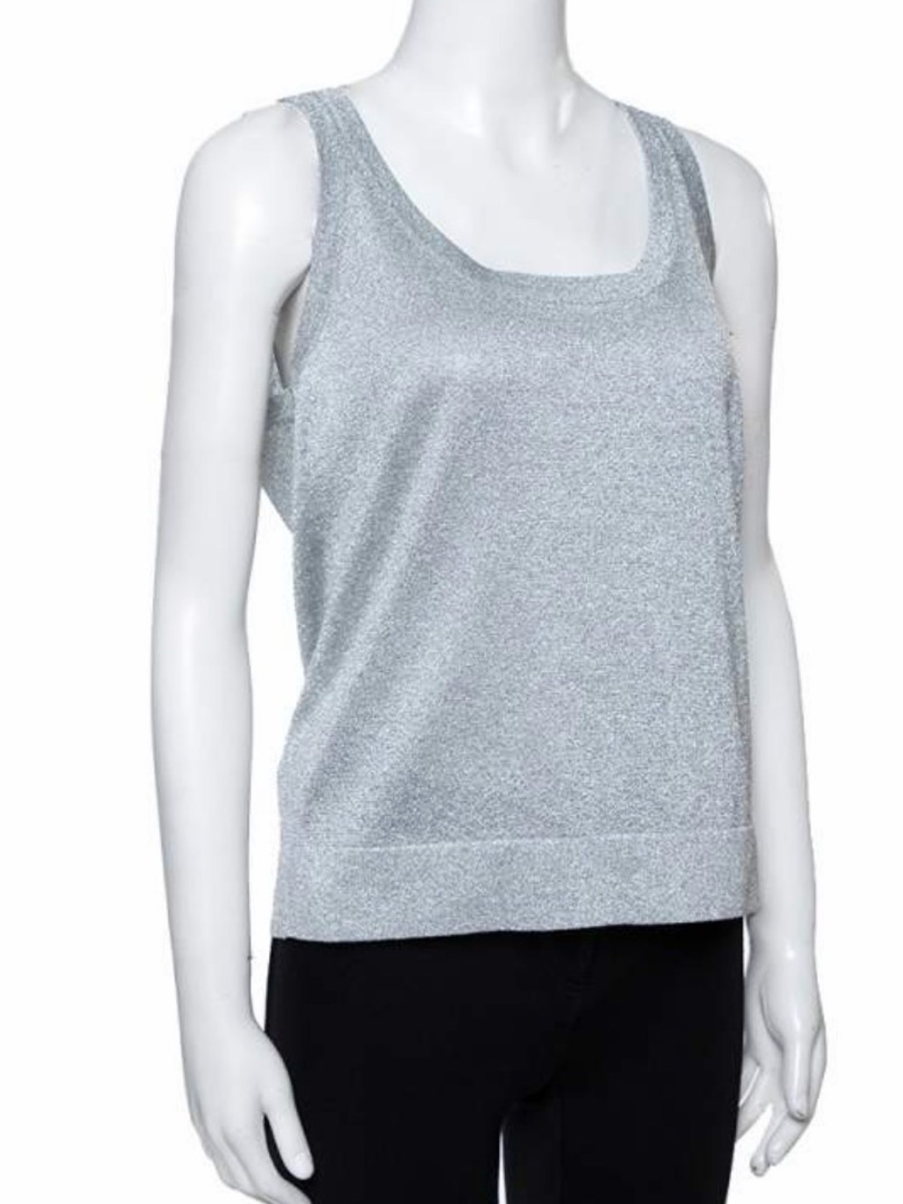 Missoni Silver Metallic Scoop Neck Tank Top  Lyrex- Women's